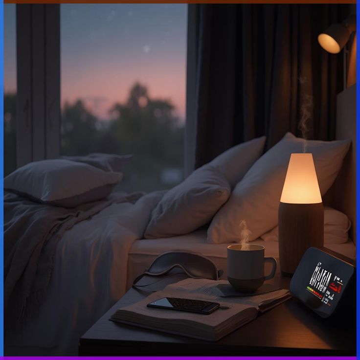 Person reviewing an evening activity checklist with tea and reading material